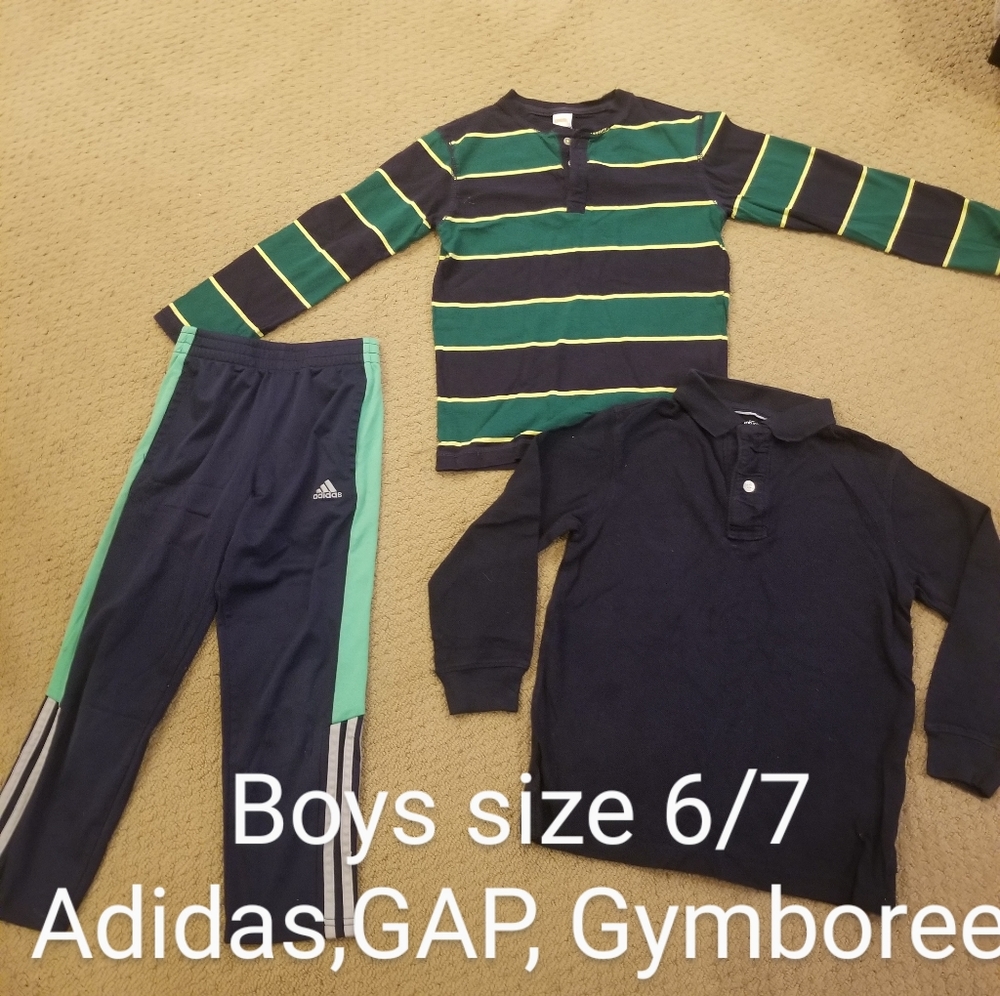 Set of 3 boys size 6/7 clothing.  Adidas, Gap, Gymboree